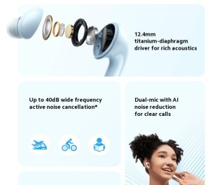 Redmi Buds 6 Lite Earbuds - Black - OP - Image 2