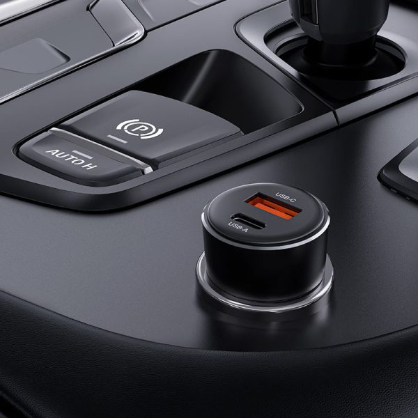 acefast-b12-60w-usba-usbc-car-charger-interior Acefast B12 60W Fast Charge Car Charger - Black - Image 2