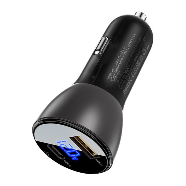acefast-b6-car-charger-63w-usb-a-usb-c-with-digital-display-specs Acefast B6 63W Fast Charge Car Charger - Black - Image 3