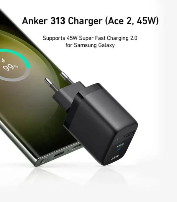 Anker 313 Charger Ace 2 45W US Plug - Black - A2643J11 - OP - Image 2