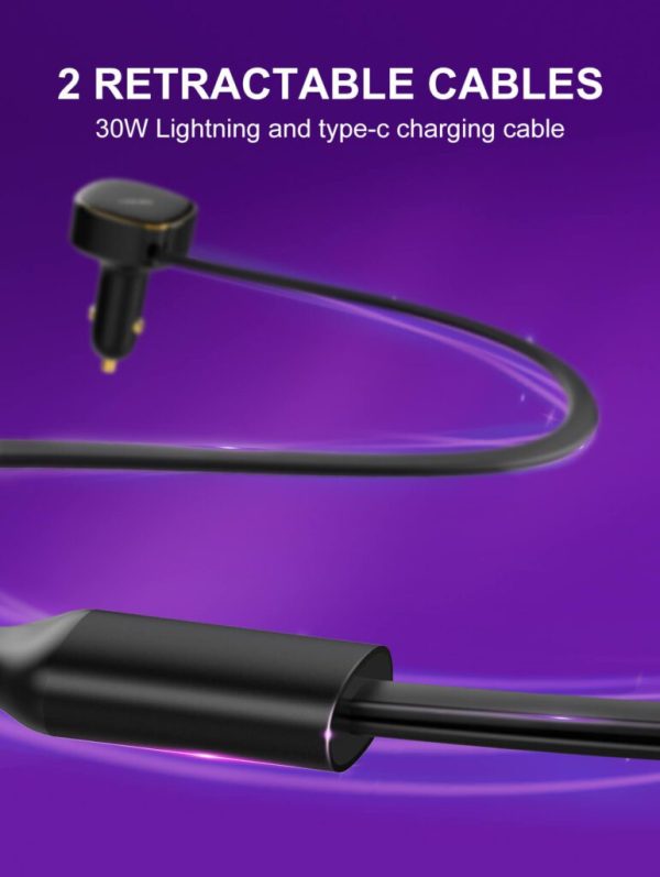 Ldnio C107 30W Wired Type-C OR Lightning Ultra Fast Car Charger - Black - XB - Image 5