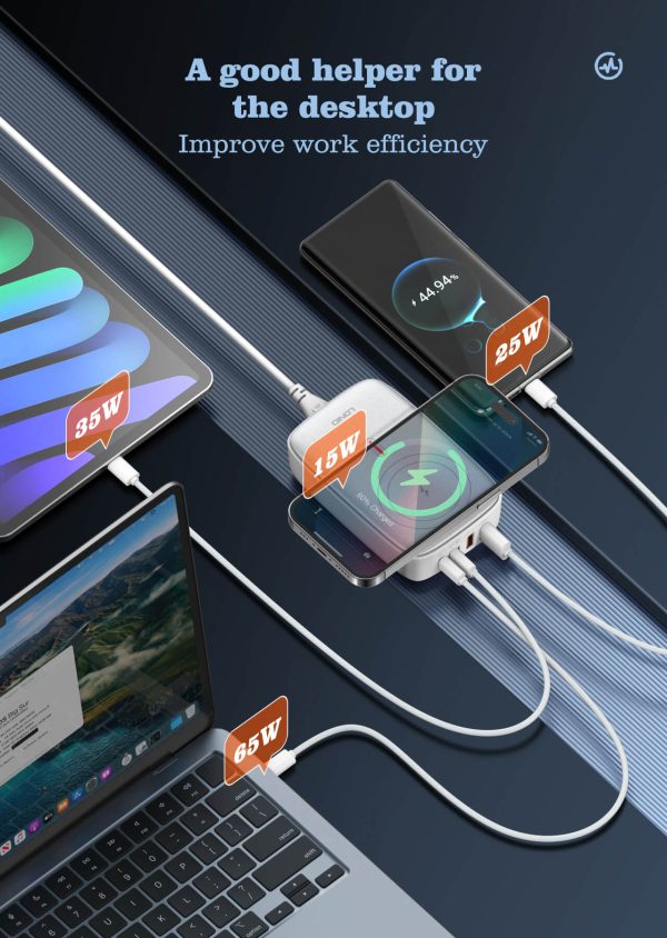 Ldnio Q4010 140W Multiport Desktop Charging Wireless Charger - White - XB - Image 3