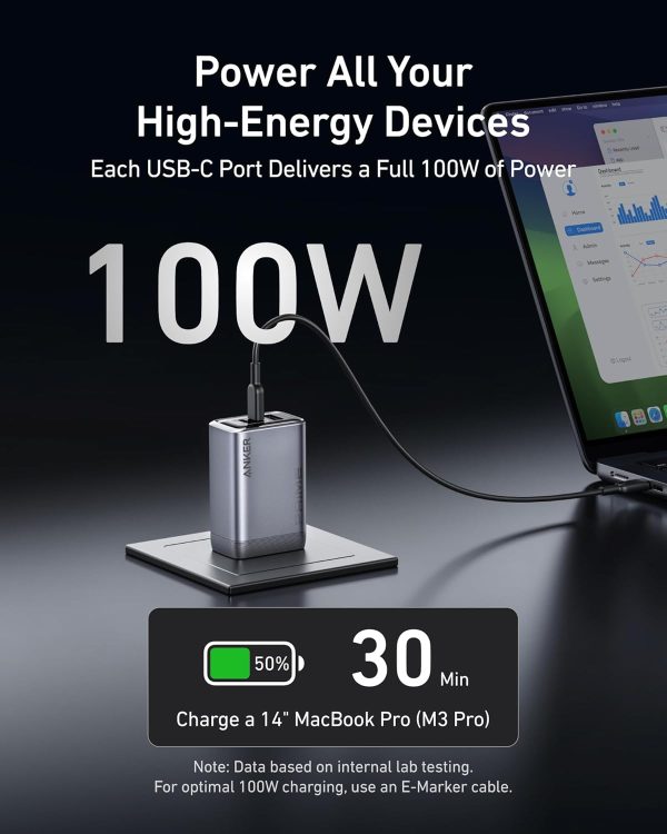 Anker Prime Charger, 100W USB C Charger, 3-Port GaN USB Charger - US Plug - A2688141 - OP - Image 5