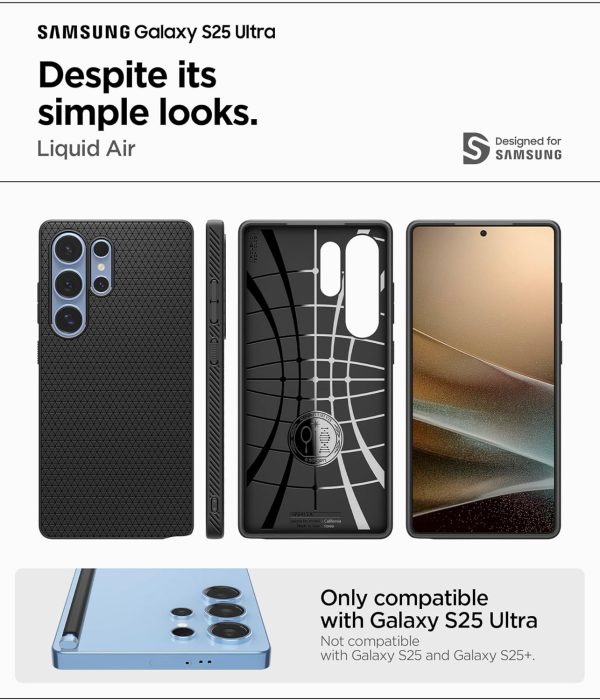 Samsung Galaxy S25 Ultra Liquid Air Case By Spigen - ACS08953 - Matte Black - Image 7