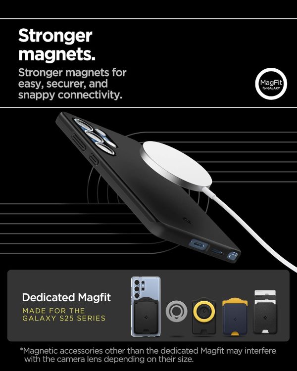 71P6Hw5thaL._AC_SL1500_ Samsung Galaxy S25 Ultra Thin Fit Magfit Case By Spigen - ACS08946 - Matte Black - Image 3