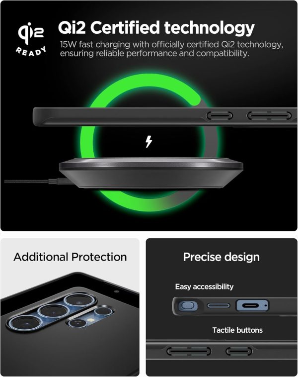 71hFvuwIl1L._AC_SL1500_ Samsung Galaxy S25 Ultra Thin Fit Magfit Case By Spigen - ACS08946 - Matte Black - Image 7