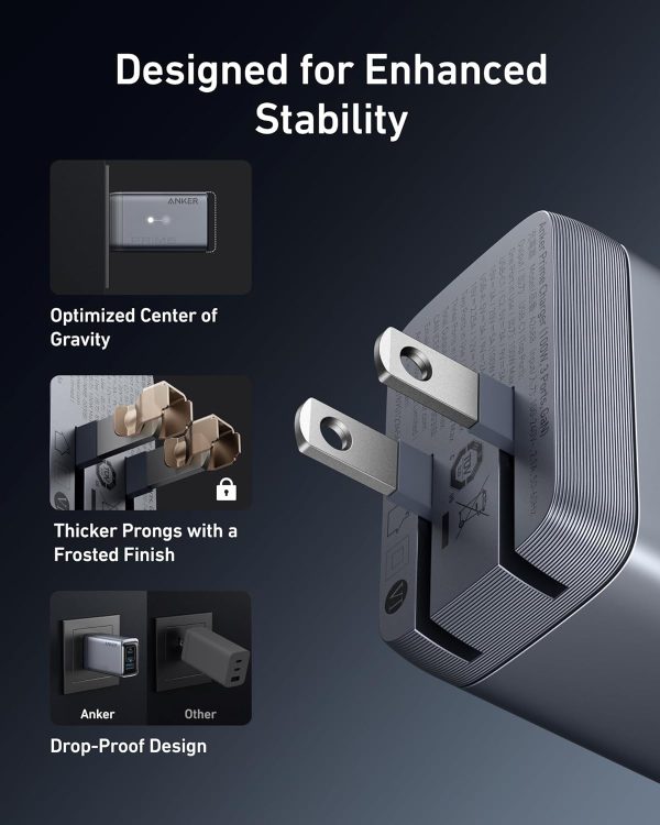 Anker Prime Charger, 100W USB C Charger, 3-Port GaN USB Charger - US Plug - A2688141 - OP - Image 3