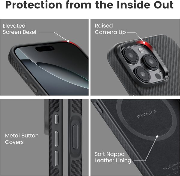 iPhone 16 Pro Max Pitaka Military-Grade Protective Case - Black/Grey - Image 5