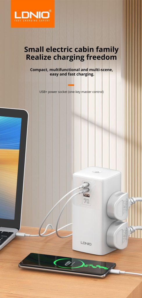 Ldnio SC4383 70W Multifunctional Universal Desktop Power Adapter EU Plug - White - XB - Image 12