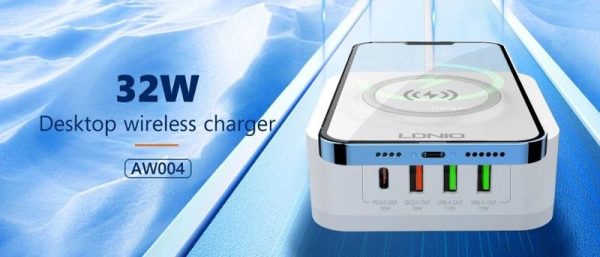 Ldnio AW004 Desktop Wireless Charging Station - White - XB - Image 9