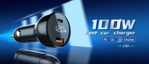 Ldnio C101 100W Dual USB Super Fast Car Charger - Black - XB - Image 6