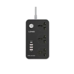 Ldnio SC3412 3 AC Outlets Universal Power Strip EU Plug - Black - XB/BB