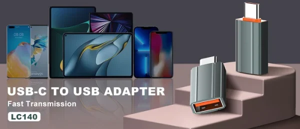 Ldnio LC140 Portable Type-C To USB A Adapter - Grey - XB - Image 2