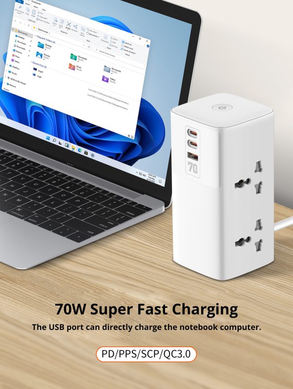 Ldnio SC4383 70W Multifunctional Universal Desktop Power Adapter EU Plug - White - XB - Image 8
