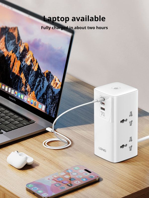 Ldnio SC4383 70W Multifunctional Universal Desktop Power Adapter EU Plug - White - XB - Image 6