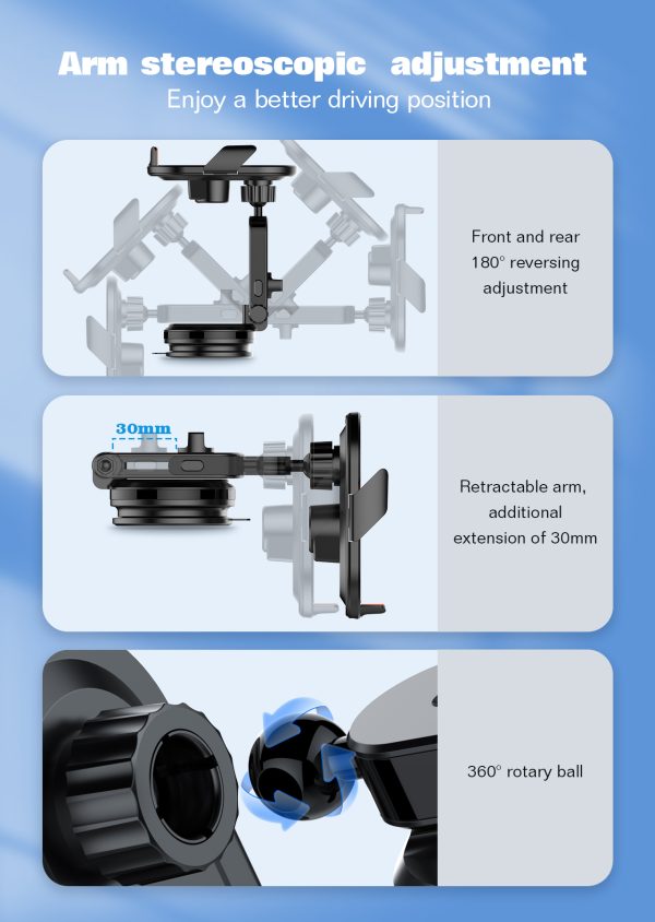 Ldnio MA30-1 15W Wireless Car Charger Phone Holder Fast Wireless Charging Stand - Black - XB - Image 5