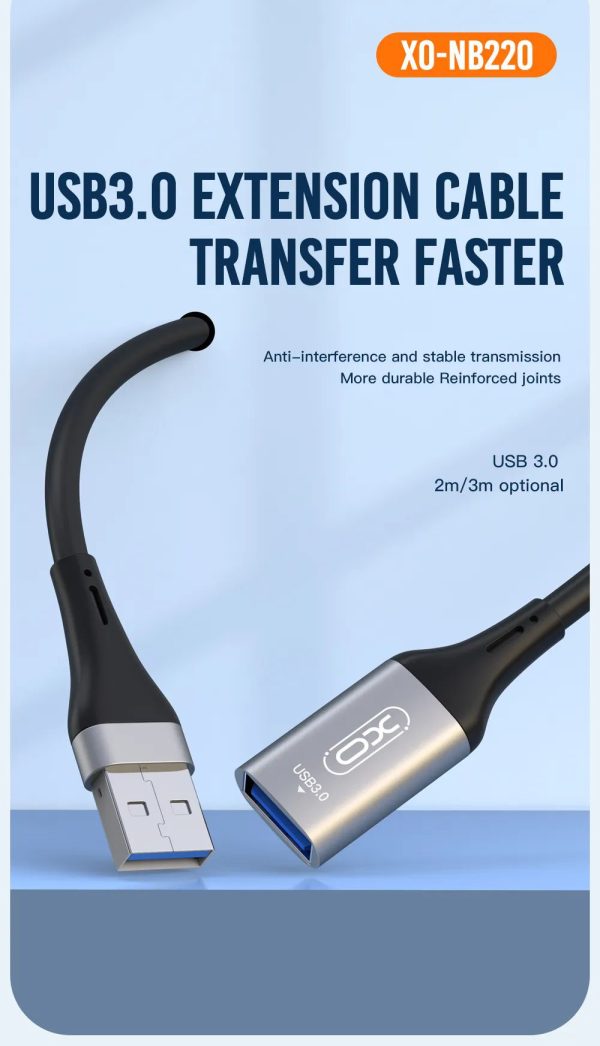 XO NB220 3.0 USB to USB Data Cable 3M - Black - GC - Image 4