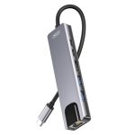 XO HUB013 6 in 1 TYPE-C Multifunctional Docking Station - Silver - GC