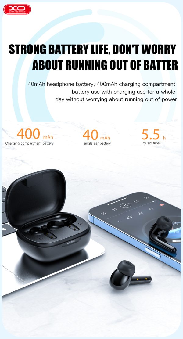 XO G8 Dual Mic ENC Noise Canceling TWS Wireless Earbuds - White - GC - Image 2