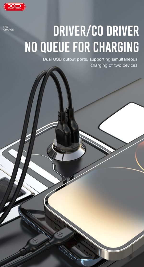 45b90f1623be5da0795b2986bd0776f8 XO CC49 Transparent Design Dual USB 2.4A Car Charger - GC - Image 2