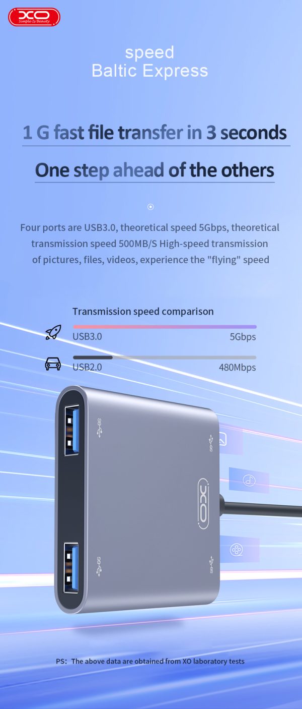 XO HUB012B 4 in 1 TYPE-C Multifunctional Docking Station - Silver - GC - Image 6