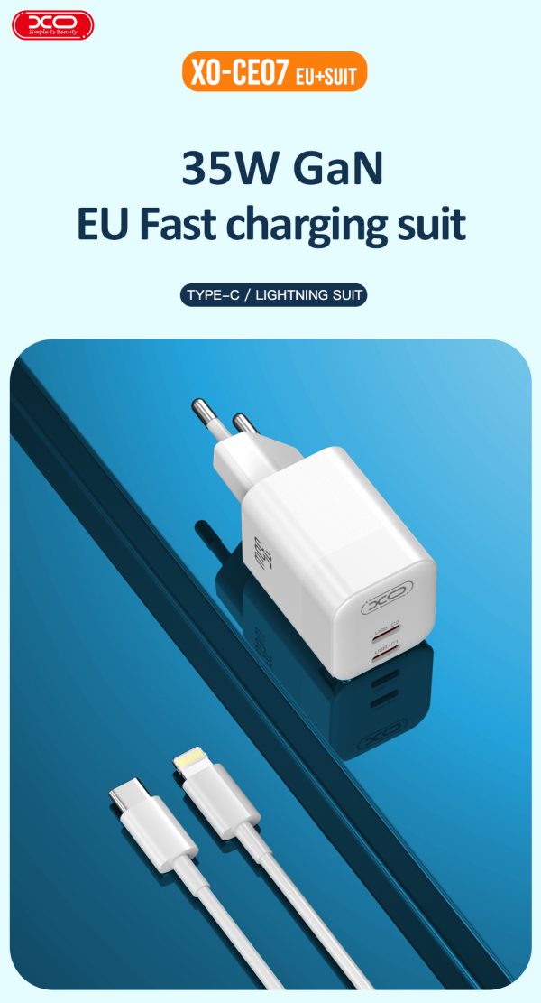 981a0aa785b756045f8e9a0fff25cf46 XO CE07 Dual PD 35W GaN Lamp Display Fast Charger US Plug - White - GC - Image 3