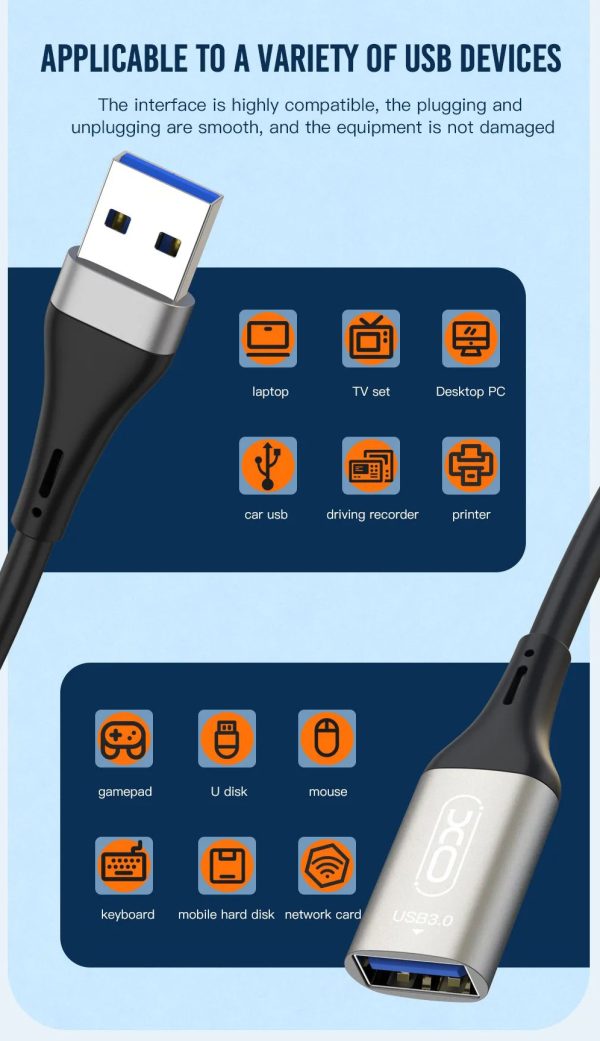 XO NB220 3.0 USB to USB Data Cable 3M - Black - GC - Image 3