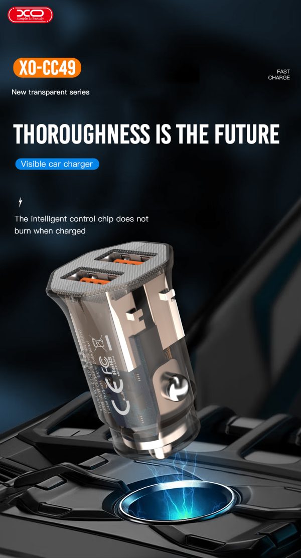 fefd43dbff2ca10788180808c7a3820f XO CC49 Transparent Design Dual USB 2.4A Car Charger - GC - Image 4