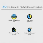 XO X34 Starry Sky Flip TWS Bluetooth Earbuds - Black - GC - Image 4