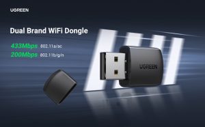 Ugreen Dual Band USB WiFi Dongle 20204 - Black - BIS - Image 3