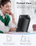 iPad Air 13 M2 / M3 ESR Flip Hybrid Case Pencil Holder - Black - Image 5
