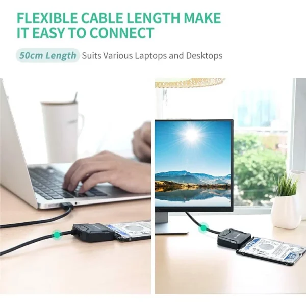 UGREEN  SATA to USB 3.0 Adapter Cable 3.5 / 2.5 Inches SSD HDD SATA III Hard Drive Disk Converter 20231 - Black - BIS - Image 7