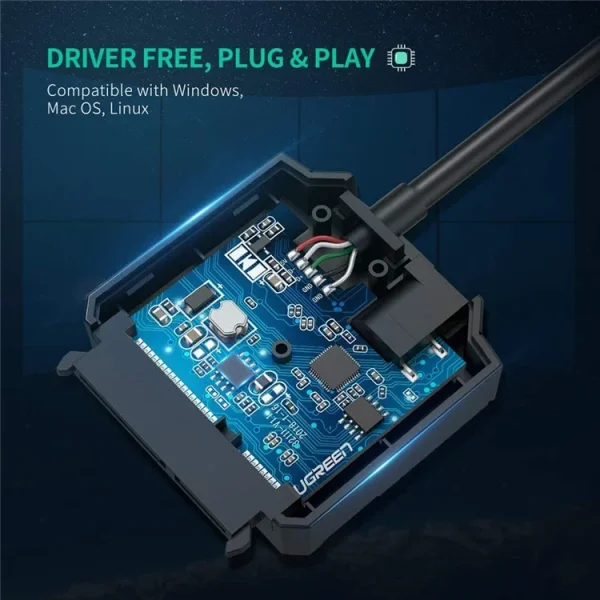 UGREEN  SATA to USB 3.0 Adapter Cable 3.5 / 2.5 Inches SSD HDD SATA III Hard Drive Disk Converter 20231 - Black - BIS - Image 6