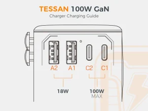 Tessan 100W Travel Adapter TS-WTA04 - Black - Image 4