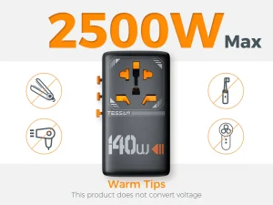 Tessan 140W Travel Adapter TS-WTA05 - Black - Image 4