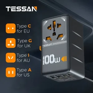 Tessan 100W Travel Adapter TS-WTA04 - Black - Image 9