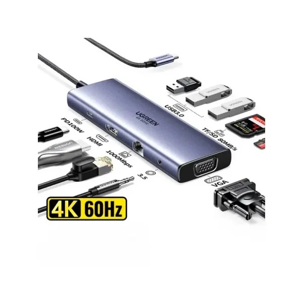 UGREEN-10-IN-1-USB-C-DOCKING-STATION-CM498-(25043).jpg-800x600h.jpg (1) Ugreen 10-in-1 Dual Multi Function Docking Station 25043 Best Price in Pakistan