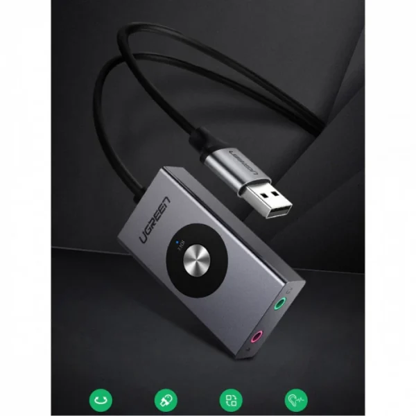 Ugreen 7 in 1 Multi Function External Sound Card 50711 - Grey - BIS - Image 6