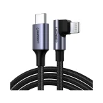UGREEN Type-C to Lightning Apple MFi Certified PD Fast Charging Data Cable Elbow Aluminum Shell - 2M - Black -  60764 - BIS