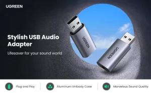 Ugreen External 2 in 1 Sound Card USB 2.0 to 3.5mm Headset 80864 - Grey - BIS - Image 3