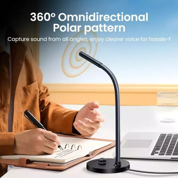 Ugreen Desktop 360 Omnidirectional Computer Microphone 90416 - Grey - BIS - Image 4