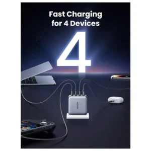 UGREEN 4-Port 100W Desktop Travel Charger 10375 - Black - BIS - Image 2