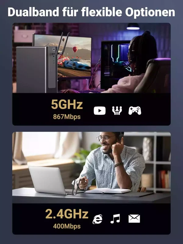 Ugreen Dual Band USB WiFi Adapter 50341 - Black - BIS - Image 3