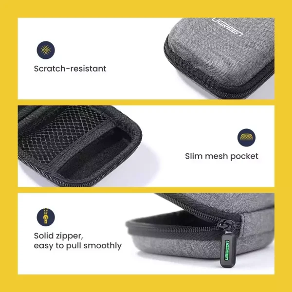 Ugreen Portable Earphone Storage Bag 75 Degree Thickened 70577 - Grey - BIS - Image 7