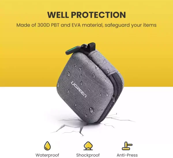 Ugreen Portable Earphone Storage Bag 75 Degree Thickened 70577 - Grey - BIS - Image 6