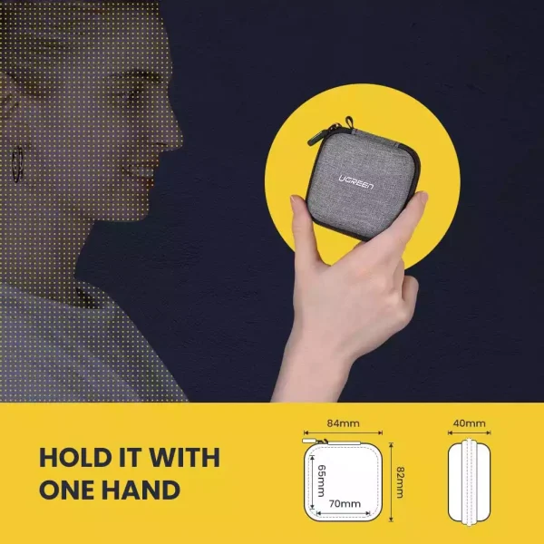 Ugreen Portable Earphone Storage Bag 75 Degree Thickened 70577 - Grey - BIS - Image 5