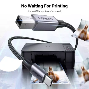 UGREEN Type C to USB-B Square Port Printer Cable 80807 - 2M - Black - BIS - Image 5