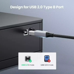 UGREEN Type C to USB-B Square Port Printer Cable 80807 - 2M - Black - BIS - Image 3