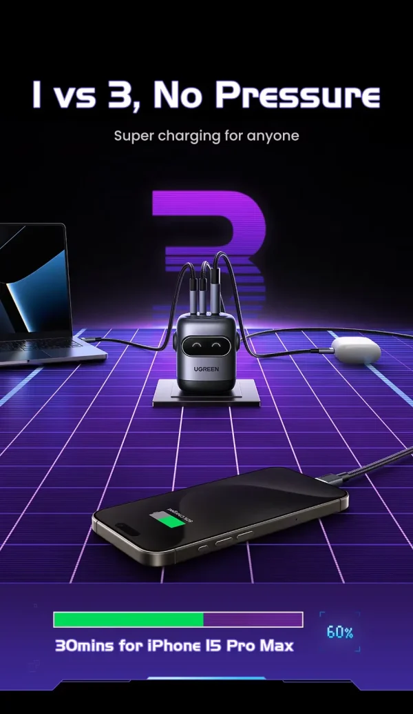 UGREEN ROBOT GaN FAST CHARGER 65W 35186 - Black - BIS - Image 6