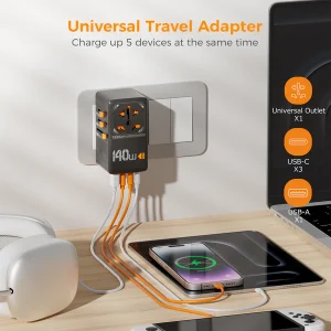 Tessan 140W Travel Adapter TS-WTA05 - Black - Image 7